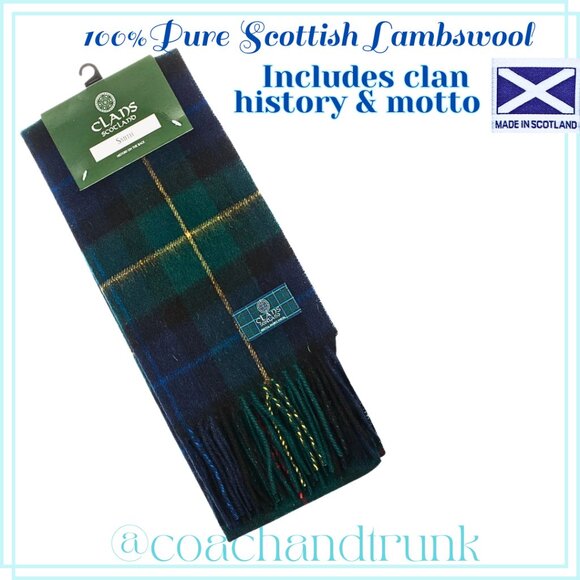 Scarf Scottish Lambswool CLAN HISTORY & MOTTO INCLUDED GUARANTEED 100% NWT - Picture 1 of 5